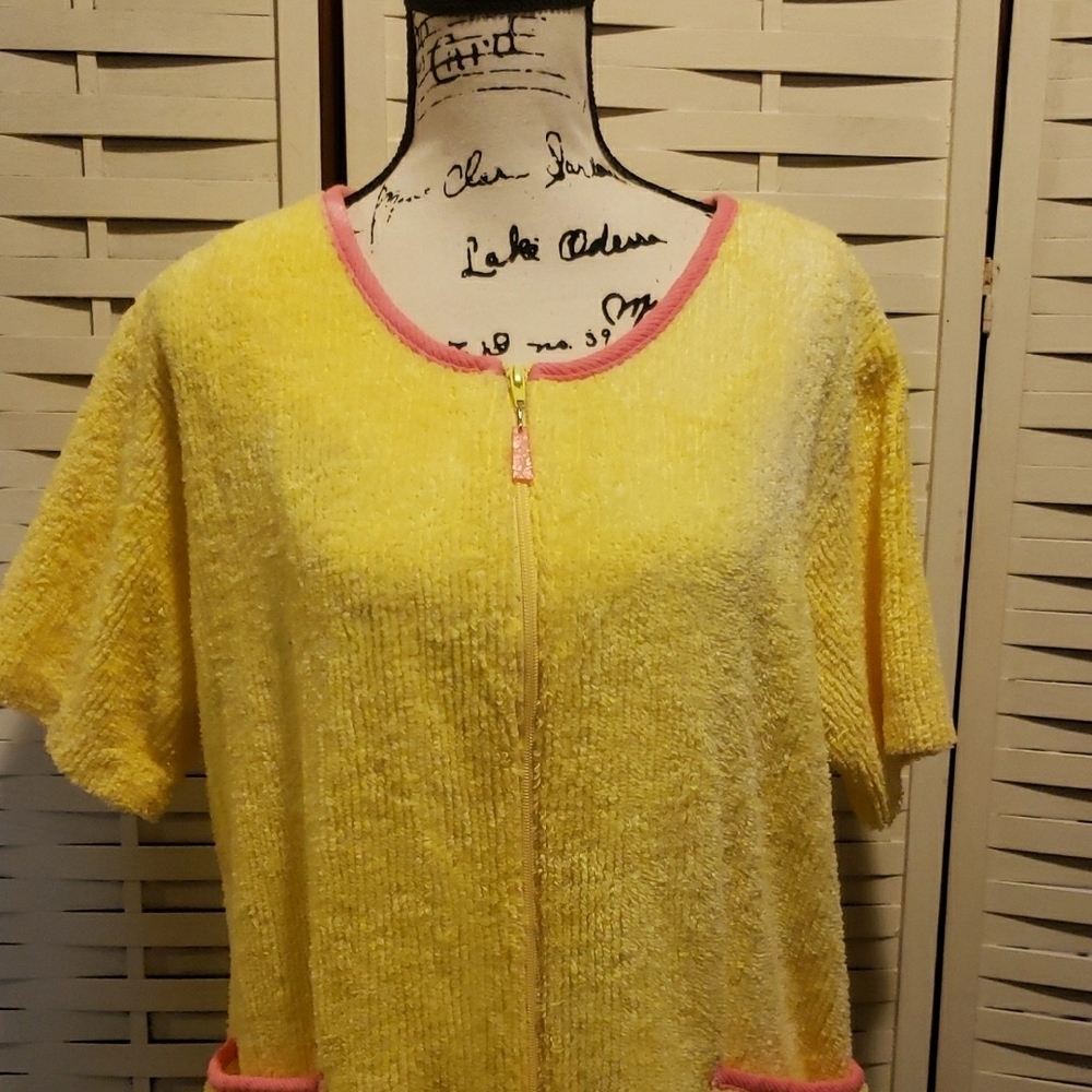 Stan Hernan Yellow Zip-Up Terry Cloth Robe - Picture 2 of 7